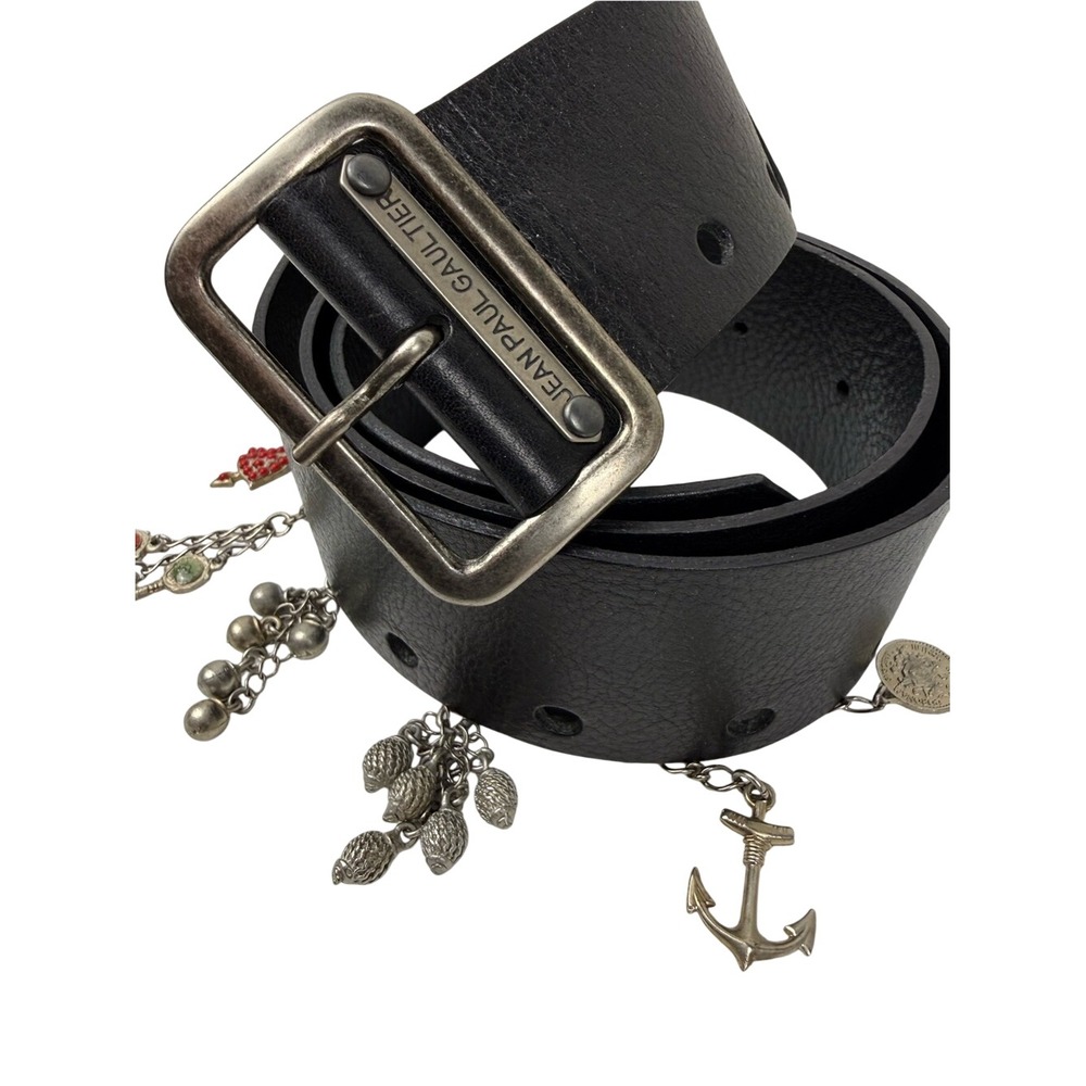 Jean Paul Gaultier | Black Leather Figural Charm Statement Belt | EU 48 - Picture 2 of 16